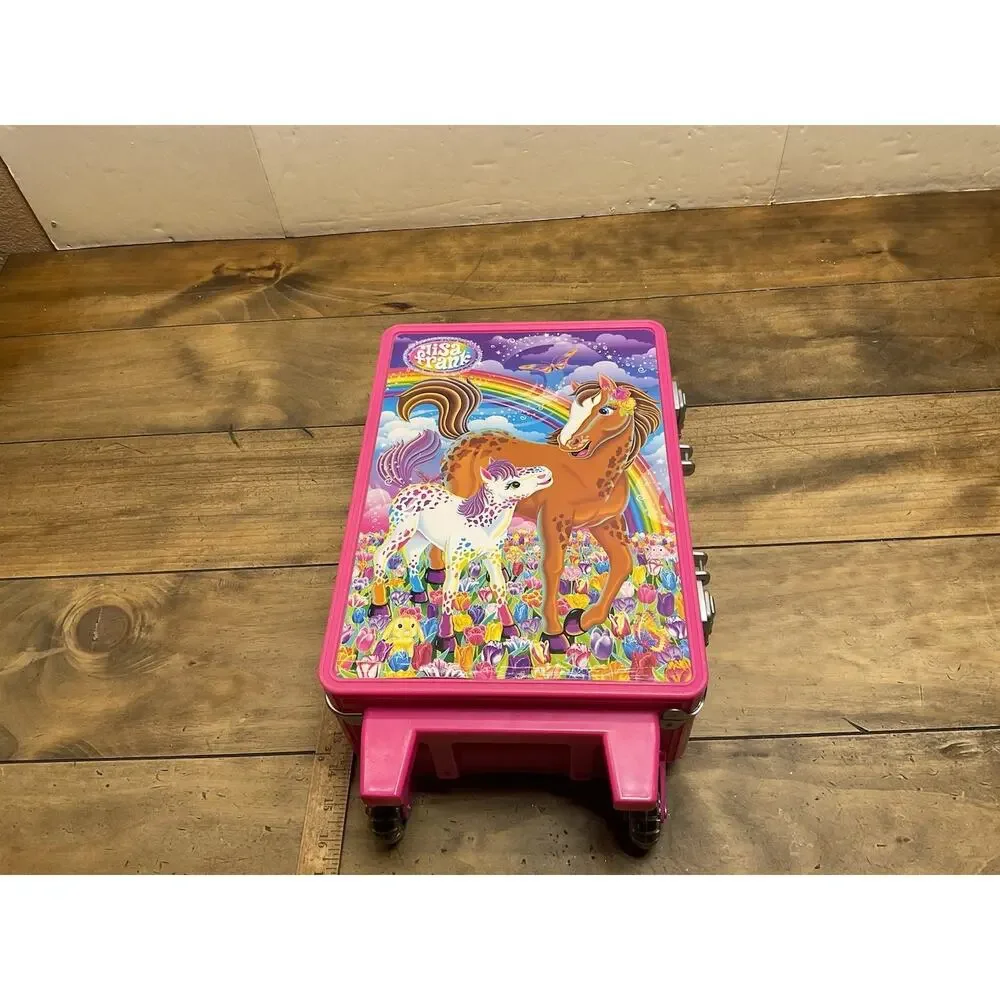 Vintage Lisa Frank Horses Rainbow Chaser Lollipop Pink Rolling Suitcase 90s Y2K